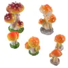 Decorazioni da giardino 6 pezzi Mini funghi Accessori per torte in resina Artigianato creativo Bonsai Fata Figurine Chic Ornamento Decorazione per esterni