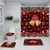 Douchegordijnen Kerstgordijn Winter Sneeuwvlok Bal Gnome Elanden Bel Rode en Zwarte Plaid Badkamer Deur Set Home Decor 231109