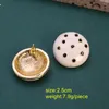 Stud Earrings White Enamel Black Dot Round Drip Glaze Brincos Jewelry For Women