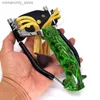 Hunting Slingshots Green Strong Fishing Slingshot with Wrist Rest Outdoor Hunting Metall Material Sling Shot Rubber Band Darts Flashlight Package Q231110