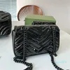 Patent skórzany łańcuch torby na torby krzyżowe kwadratowa klapka damska torebki na ramię czarny łańcuch litera moda to torebka telefon komórkowy