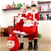 Tuxedos Dzieci dziecko Bożego Narodzenia Cosplay Cosplay Święty Mikołaj Baby Xmas Strój Set Sukienka Spodnie Tops Pasek Pasek dla chłopców Dziewczyny 231109