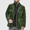 Herrjackor solida mode män casual fickrockar topp vintage vinter kapell kofta hösten enkelbröst corduroy outwear herrkläder