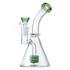 Mini pequeno óleo Dab Rigs 7 polegadas Hookahs 5mm de espessura Chuveiro Perc Percolator Glass Beaker Bongs Clear Rosa Azul 14mm Tubos de Água Conjunta Feminina com Tigela