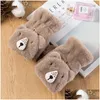 Five Fingers Gloves Five Fingers Gloves Cute Dog Cartoon Fur Mittens Winter Women Girl Animal Ear Plush Wrist Half Fingerless Thicken Dh7Ij