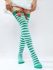 Bühnenkleidung Gestreifte Socken Damen Hohe Röhrensocken Overknee-Socken Weibliche Weihnachtsstrümpfe Partykleid Lange Socken