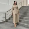 Roupas étnicas Dubai Outono Tops e Saia Conjuntos Muçulmanos para Mulheres Lace Up Cardigan Camisa Vestido Islam Modest Elegante Ternos Femininos