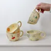 Kubki ceramiczne filiżanki kawy Ręcznie ściskanie nieregularne kwiatowe herbatę kubek herbaty Ins Style Koreański owsiany kubek do drinka kuchnia