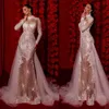 Superbes robes de mariée sirène col haut demandeurs de conception unique sur tulle robe en couches robe de cour sur mesure plus la taille robe de mariée robes De Novia