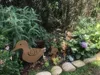 Gartendekorationen: Entenmutter mit drei Entenbabys, dekorativer Metallpfahl, Rasen-/Hofkunst