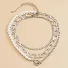 Hänge halsband smycken enkel och fashionabla temperament rund pärla kedja halsband retro barock imitation pärla geometrisk