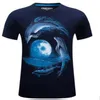 Herren T-Shirts 2023 3D Kurzarm-T-Shirt Explosion Dominante Persönlichkeit mit Stereo XL - Delfin