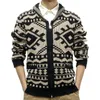 Mäns jackor Mens Autumn and Winter Jacquard dragkedja Cardigan tröja stickad kappa geometriska mönster ytterkläder toppar