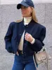 Kvinnors jackor Traf 2023 Bomber Jacket Fashion med fickor Spring Coat Vintage Långärmad avslappnad i Outerwears Chic Topps 230410mm01