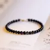 Strand 3mm extremt fint band färgglad obsidian pärla handstring kvinnlig retro personlig designkänsla kristall handjewelry grossist