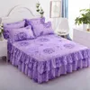 Кровать юбка для цветочного принта для reffled Beding Set Set Pillowcases Set/Кровать юбка для кровати юбки *1 наволочки *2 размера Twin/Full/Queen/King 230510