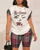 Perakende Tasarımcısı Artı Boyutu 3xl Eşofman Kadın Yaz Modası Gündelik İki Parçalı Set Dijital Baskı Kısa Kollu Ve Şort 2 Parça Kıyafetler