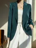 Kvinnors kostymer Senior Sense Suit Jacket Temperament Matchande Acetic Satin Top 2023 Spring Silk Slimming