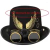 Boinas Steampunk Sombrero de copa con gafas Doble ala Boda Cumpleaños Año DXAA