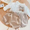 Ensembles de vêtements bébé garçons printemps manches longues nœud papillon hauts chemises solides pantalons courts enfant en bas âge enfants vêtements costumes formels 2 pièces 3M-4Y tenue