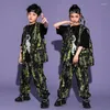 Abbigliamento da palcoscenico per bambini Abbigliamento da ballo hip-hop per bambini Gilet allentato Vestito da pantaloni hip-hop Ragazzi Ragazze Jazz Performance Street DQS7169