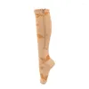 Calzini sportivi 1 paio di calze a compressione per donna Pressione lunga cerniera da ciclismo Supporto per gamba professionale spesso