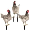 Décorations de jardin 3pcs poulet acrylique extérieur sol insertion décoration de cour avant