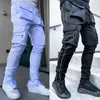 GODLIKEU Брюки-карго Весенне-осенние мужские эластичные светоотражающие прямые спортивные брюки для фитнеса с несколькими карманами J3HG #