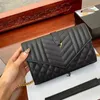 Purces Designer Bags Designers Bag Handbag Wallets Uptown Crocodile-Embossed Glossy Leather Clutch Envelope Wallet Women Handbags 224K