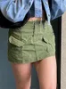 Skirts Streetwear Clothes For Green High Waist Club Outfits Design Summer Apricot Cargo Mini Women