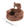 kennels pens Bear Shaped Dog Bed Cute Cuddler Bear Cat Sleeping Mat Comfortable Plush Dog Crate Bed Washable Pet Cushion With Non-Slip Bottom 231109