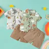 Kläduppsättningar småbarn Baby Boys Gentleman Cartoon Animal Print T Shirt Topps Shorts kläder 3 månader tjej tonåringar för flickor fall