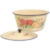 Bowls Enamel Basin Soup Storage Chinese Containers Home Tureen Handwashing Large Lid Sink Vintage