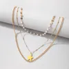 Łańcuchy szyja wisidanta dla kobiet litera 1998 Pearl Stone Multi-Wayer Butterfly Chefl Choker Choker Kołnierz biżuterii