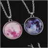 Pendentif Colliers Pendentifs Bijoux Nouveautés Glow In The Dark Neba Collier en cuir Galaxy Astronomy Space Universe Milky Way Dro Dha1C