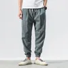 Calça masculina estilo chinês harém calças de corredor de algodão linho de algodão calça calças homens casuais leves primavera verão homens jogadores 230410