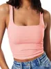 Canottiere Canotte 2023 Top senza maniche T-shirt estiva con spalline Collo quadrato Doppio strato Allenamento Fitness Casual Crop top di base H068 230410