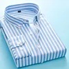 Men's Casual Shirts And Blouses Striped Long Sleeve Band Collar Single Breasted Dress Up Business Tops Shirt Clothing