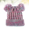 Berets Floppy Hats Winter Beanie Kids European American Children's Two Pompon Knit Warm Cap