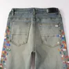 Casual heren high street gewassen skinny licht-elastische jeans met meerdere zakken en blauwe spetters