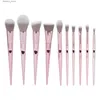 Pincéis de maquiagem 10 Pcs Pincéis de maquiagem Set Soft Thumb Handle Powder Eye Shadow Foundation Brushes Kit de pincéis cosméticos Champaign Gold Q231110