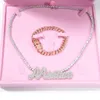 Boutons de manchette ensemble de bijoux de couleur rose boîte-cadeau 231110