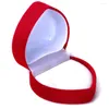 Pochettes à bijoux Boîtes à bagues en forme de coeur rouge à la mode Mini étuis de transport mignons pour bagues Présentoir Emballage