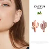Studörhängen söta små asymmetriska kaktus för kvinnor flickor rose strass geometriska växtörar trendiga smycken gåvor