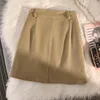 Jupes 2023 coton Mini Denim pour femmes automne filles coréennes poches une ligne taille haute plissée Shorts doublure jupe femme