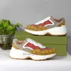 Lüks Marka Ryton Sıradan Ayakkabı Erkek ve Kadınlar Net Baskı Vintage Koçu Eski Baba Ayakkabı Rhyton Platformu Çilek Dalga Ağız Kaplan için Kuş