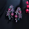 Luxury Charm Fruit Flower Earring Designer för Woman Party Sydamerikanska färgglada AAA Cubic Zirconia Copper Exquisite Diamond Womens Earrings Gift Size 5cm