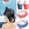 Duş başlıkları bebek ayarlanabilir şampuan kapakları silikon su geçirmez kulak gözü koruma duş şapkası karikatür çocukların banyo saç yıkama aletleri231110