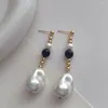 Dangle Earrings Minar Textured 14K Real Gold Silver Plated Brass Irregular Baroque Pearl Long For Women Strand Tassel Earring