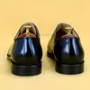 Dress Shoes Luxury Mens Brogue Oxford Genuine Leather Lace-Up Black Brown Grey Wedding Party Men Business Formal